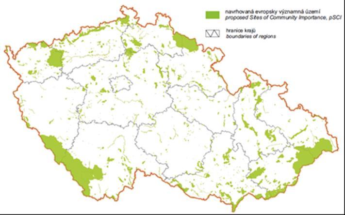 Obrázek 9: Území soustavy natura 2000: Evropsky významné lokality k 31.12.