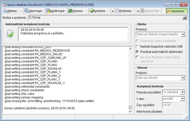 Externí databáze Dalším krokem je záloha externích databází v případě, že je používáte (externí databáze se používají většinou pouze ve spojení s modulem Obrazová dokumentace).