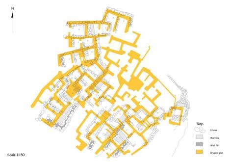 Západní břeh Nilu, Théby Nepravidelný tvar: vliv geomorfologie údolí: obehnán cihlovou, posléze kamennou zdí: 132 x 50 m = 5600 m2 eg.