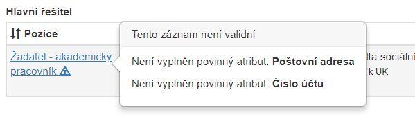 Klikněte na Žadatel a v zobrazeném detailu u položky Osoba klikněte na výběr ze