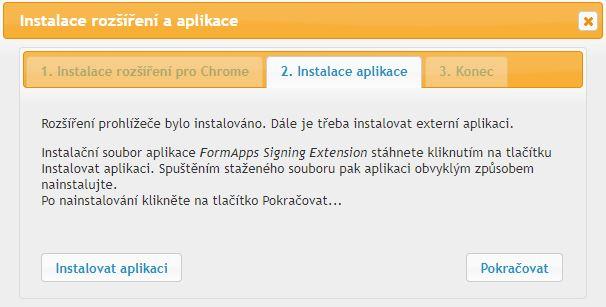 04. Vraťte se do hlavního průvodce zavřením otevřeného posledního okna a zvolte pokračovat, objeví se Vám druhá záložka Instalace