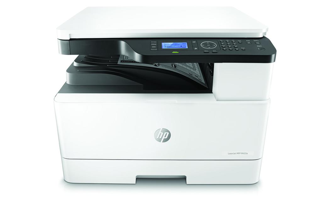 Datový list Multifunkční tiskárna HP LaserJet M433a Ideální volba pro stolní kopírování Spolehněte se na cenově dostupnou a spolehlivou produktivitu