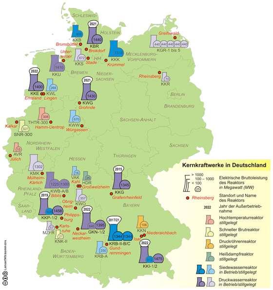 Jaderné elektrárny v Německu Elektrický výkon reaktoru v megawattech (MW) Lokalita a označení reaktoru Rok ukončení provozu vysokoteplotní reaktor
