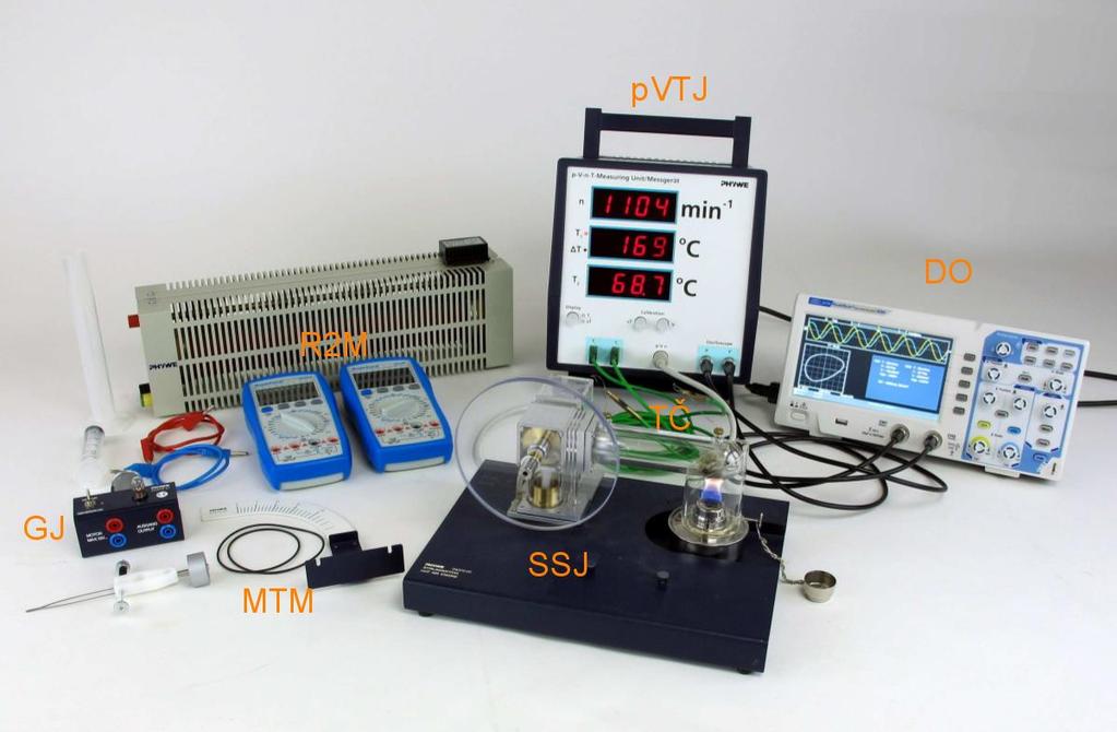 Obr. 3 Stirlingův motor s příslušenstvím.