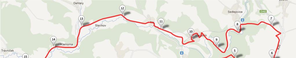 2 / 8 Vlastibořický půlmaraton Trasa 21,1 km: Vlastibořice Zásada Radimovice Sychrov Radostín Třtí