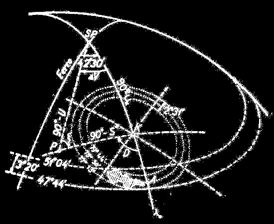 Obr. 7.1. Křovákovo zobrazení Optimální polohu kužele určil Křovák empiricky pomocí kružítka na globu.