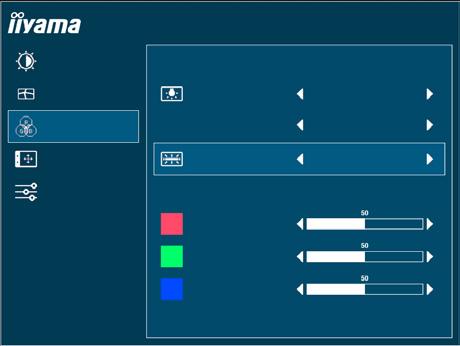 Color Settings * Teplota barev PICTURE ADJUST COLOR SETTINGS ProLite XB2474HS IMAGE SETTINGS GAMMA GAMMA1 COLOR SETTINGS 6-AXIS HUE OSD COLOR TEMP.