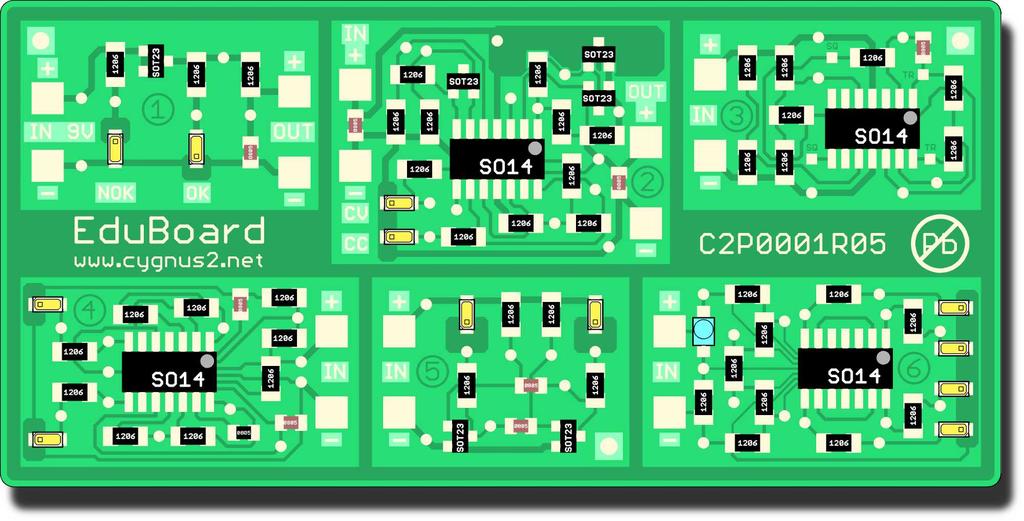 Training Board TB series 3 EduBoard Elektronická stavebnice EDUBOARD byla speciálně navržena pro účely praktické výuky ručního osazování a pájení desek plošných spojů v technologii SMT.