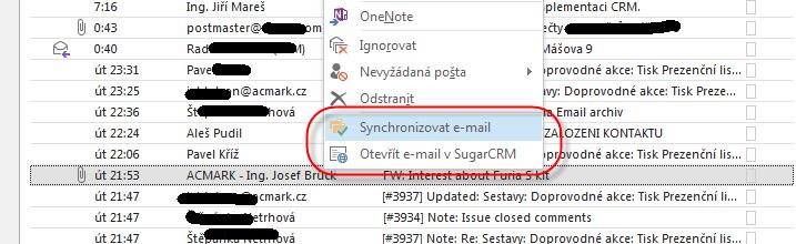 detailu kontaktu. Synchronizace se provádí pomocí e-mailové adresy nebo pomocí již doplněného ID CRM.