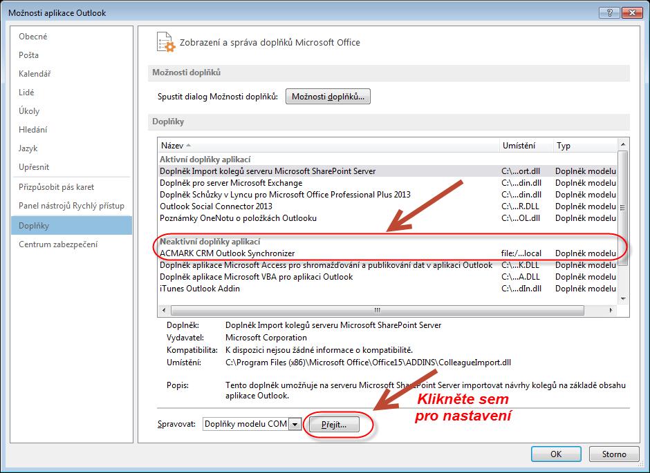 4.5.3 Synchronizer se mi v Microsoft Outlook nezobrazuje Situace Správně nainstalovaný synchronizer se má zobrazovat v záhlaví Microsoft Outlook, viz obrázek níže.