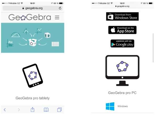 Aplikace GeoGebra je ke stažení pro všechny tři platformy hlavních mobilních