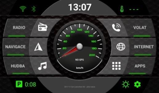 Je možné změnit ikonu tlačítka, jeho název a přiřadit mu libovolnou aplikaci ze seznamu. 1.3 Středové tlačítko (logo) a jeho funkce Uprostřed displeje se nachází logo vašeho vozidla.