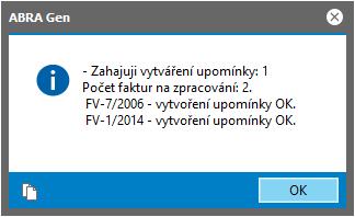 agendě Faktur vydaných Podle nastavení se vám vygenerují upomínky na dané faktury, jestliže jsou minimálně N dní po splatnosti nebo N dní po předchozí upomínce. Viz Nastavení popsané výše.