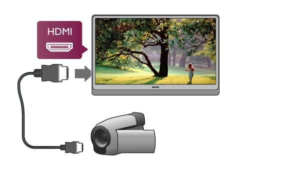 Nebo videokameru p!ipojte k televizoru pomocí adaptéru SCART. Pomocí adaptéru DVI na HDMI P!ípadn& m"#ete pou#ít adaptér DVI na HDMI a p!ipojit po$íta$ ke konektoru HDMI a audio kabel L/R p!