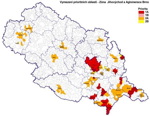 Obrázek 55: Vymezení územních priorit, zóna CZ06Z Jihovýchod D.