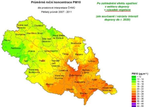 Obrázek 57: Modelové vyhodnocení dopadu nově stamnovených dopravních opatření,