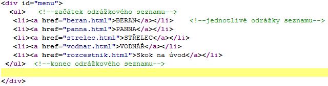 Úkol: IVT_HTML_12_nase_www (3 body): Otevřete soubor rozcestnik.html a upravíme jej k obrazu svému, co se týče našeho menu.