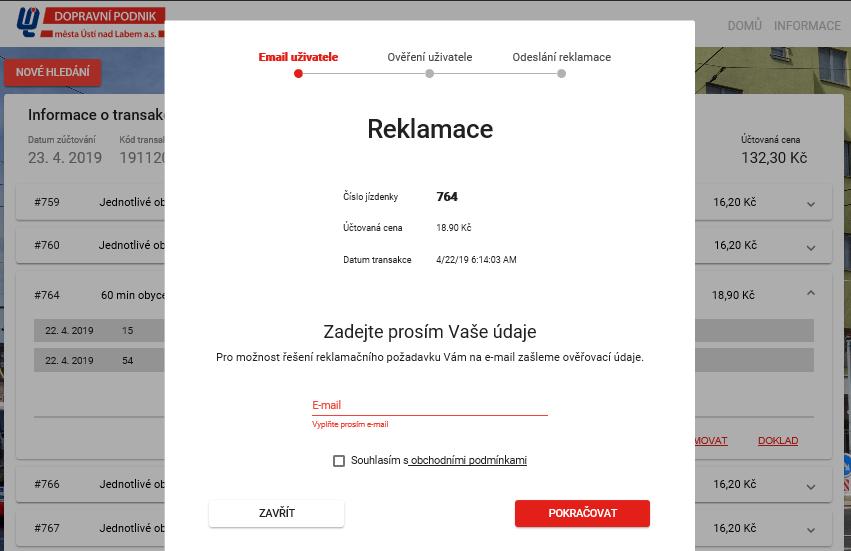 jízdenky cestující zvolí možnost Reklamovat. 9.