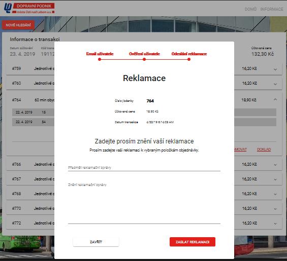 Stránka 12/13 11. V dalším kroku má cestující možnost doplnit předmět reklamace a vysvětlující text. 12. Prostřednictvím formuláře, ke kterému se cestující dostane proklikem z konkrétní reklamované jízdenky se přehledy transakcí (detaily o reklamované jízdence) přenesou do tohoto formuláře.