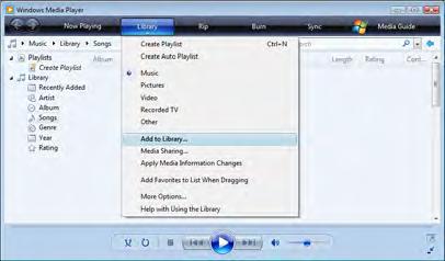 Nastavení složek pro sdílení V aplikaci Windows Media Player vyberte v nabídce možnost Library (Knihovna) a vyberte položku Add to Library (Přidat do knihovny.