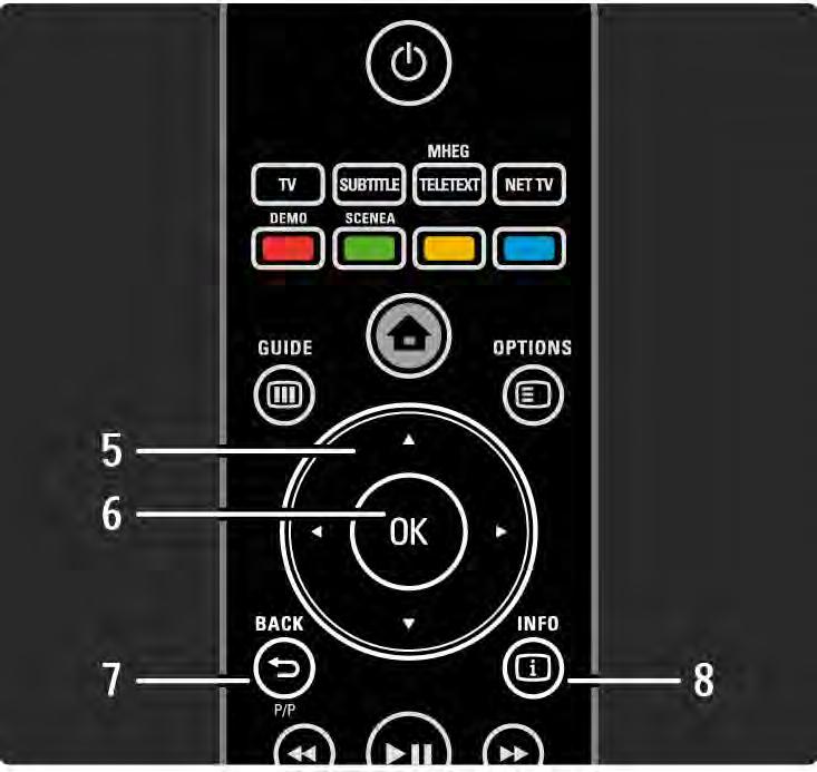 2.1.1 Přehled dálkového ovladače 2/6 5 Navigační tlačítko Slouží k procházení nahoru, dolů, vlevo nebo vpravo.