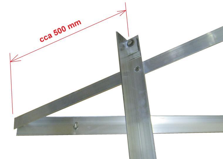 Postup montáže solárních kolektorů 1 Rozměřte rozmístění podpěrných konstrukcí A = 900-1300 mm 2 Pomocí vhodné kotvící techniky přišroubujte podpěrné konstrukce.