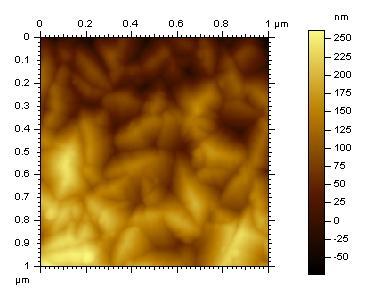 5.4.5 AFM analysis The topology and roughness of prepared layers was examined by AFM. We studied 1 m 2 area and each sample was analyzed on five different places.