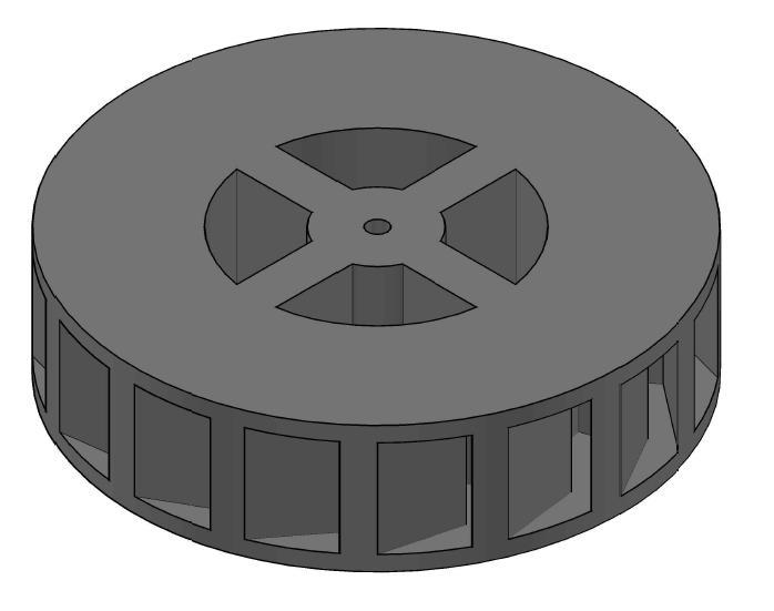 Výsledkem je model vodního kola, jak jej lze vidět na obrázku 5.