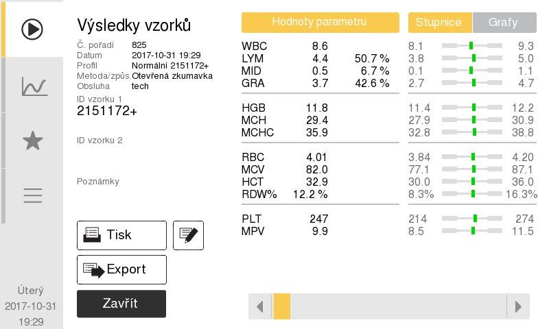 2 Zvolte typ vzorku V horním pravém rohu zvolte záložku Kontrola jako typ vzorku. Obrázek 65: Volba kontroly Obrázek 66: Výsledky kontrol 3 Zadání čárového kódu.