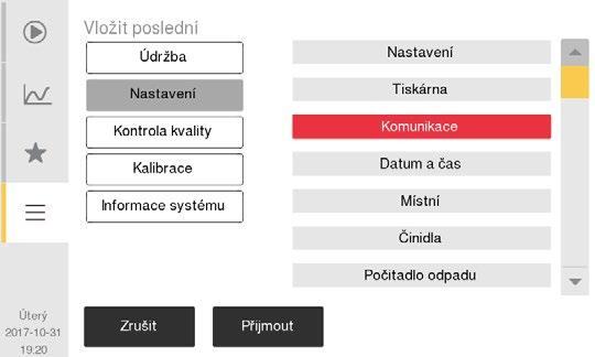 2 Stiskněte tlačítko Tlačítko. 3 V seznamu na levé straně vyberte, ve které Hlavní nabídce se funkce nachází.