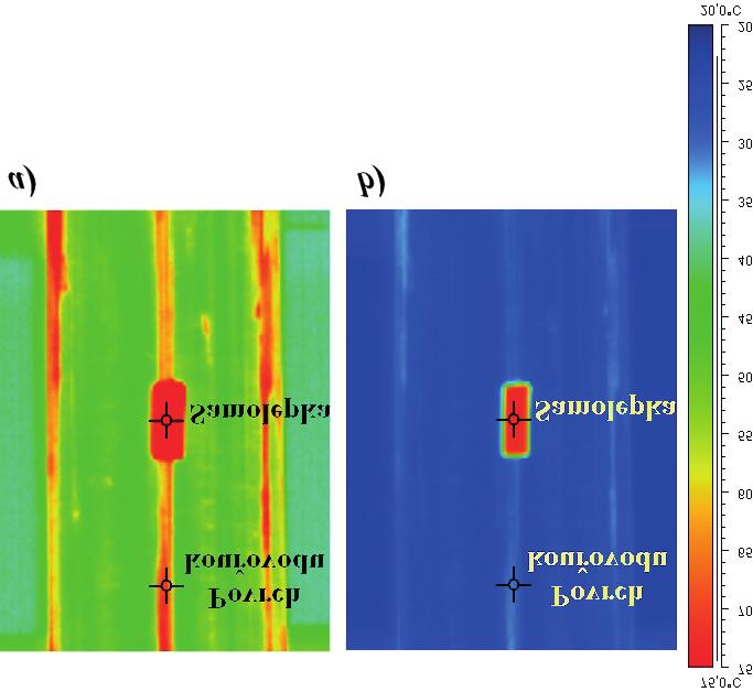 Obr. 3ab Termogram kouřovodu plynového kotle [6] Obr.