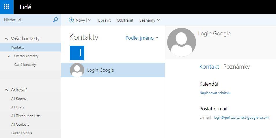 Pro nový kontakt zvolte například název Login Google, kde Login je váš login name nebo vaše skutečné příjmení. Název kontaktu zadejte do pole Příjmení.