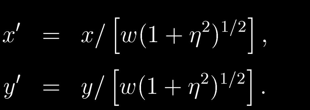 S použitím (17) a (18) dostáváme pro z = 0 předpokládanou počáteční polohu vírových center a y' = 0.