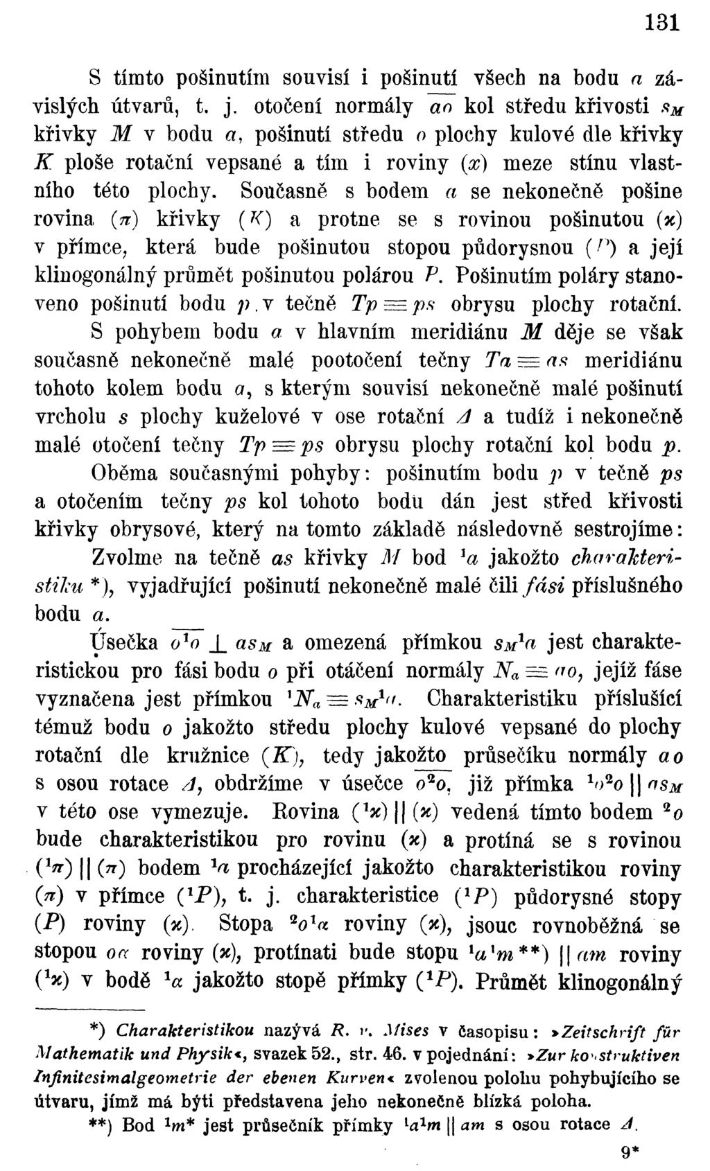 131 S tímto pošinutím souvisí i pošinutí všech na bodu a závislých útvarů, t. j.