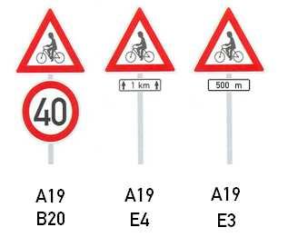 V odůvodněných případech lze se značkou A19 užít i zákazové značky B20 nejvyšší dovolená rychlost.