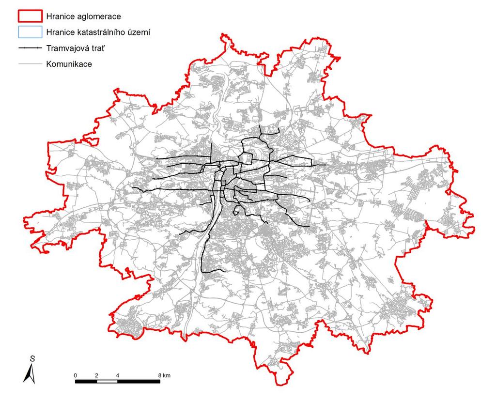 Obr. 5: Kmunikační síť na území aglmerace Zdrj dat: ZABAGED, IPR Praha Na území aglmerace Praha je jedním z dminantních zdrjů akustických emisí právě silniční a tramvajvá dprava prvzvaná na různých