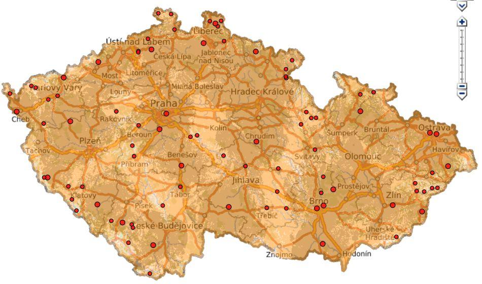 Pokrytí signálem DVB-T2 Přechodová sít 11 (Česká televize) více jak 99,9 % obyvatel Přechodová sít 12 (České radiokomunikace) více jak