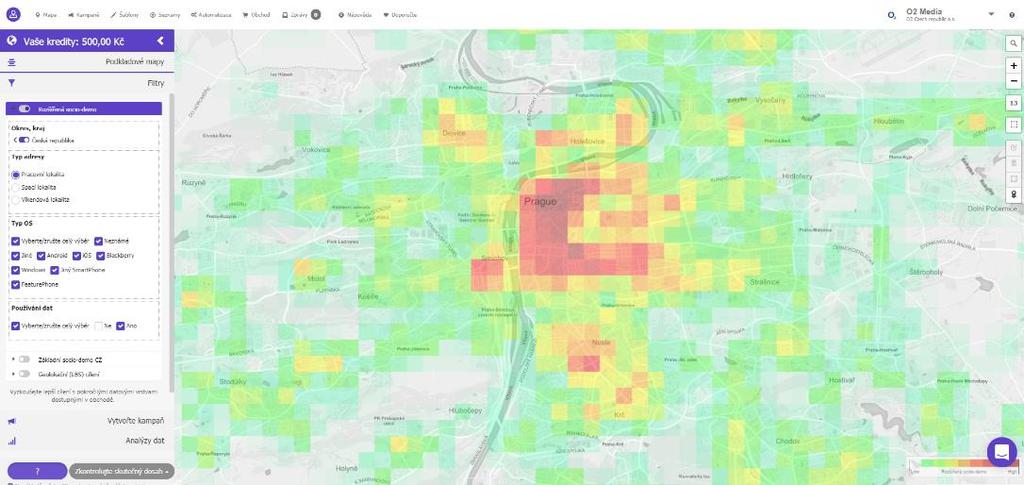 Veškerá data jsou vizualizována do