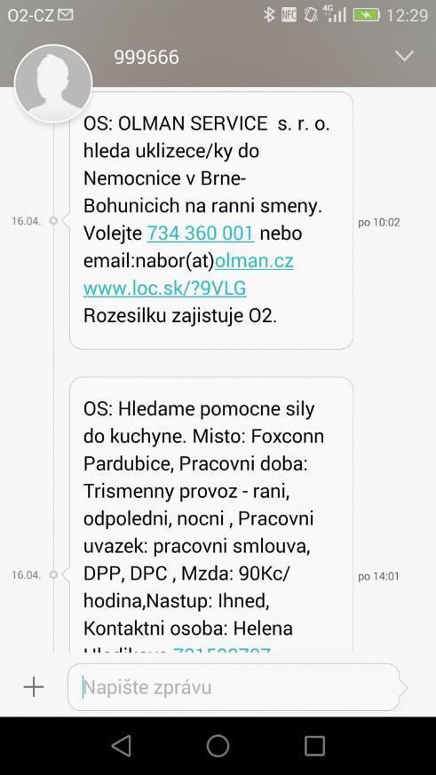 Aktuální trend: firmy začaly rozesílat nabídky práce esemeskou Firmy nebo agentury využívají