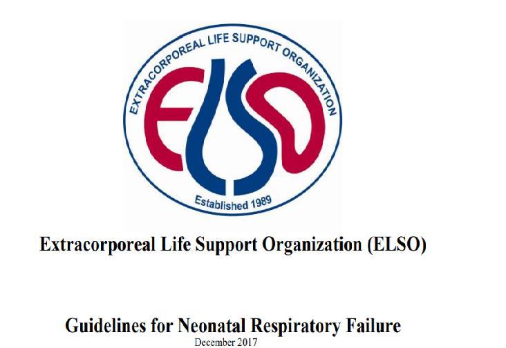ECMO - guidelines for newborns Indications: 1) Oxygenation index > 40 > 40 hours (OI = MAP (cm H 2 O) x FiO 2 x 100 /p a O 2 ) 2) Failure to wean from 100% oxygen despite prolonged (> 48 hours)