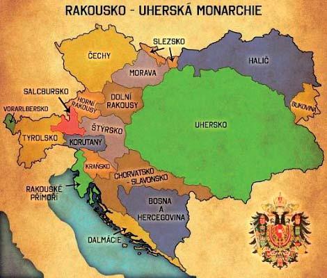 Historie Rakouska-Uherska Rakousko-Uhersko byl státní útvar existující od 8. června 1867 do 31. října 1918. Vznikl přeměnou rakouského císařství (habsburské monarchie) na základě tzv.