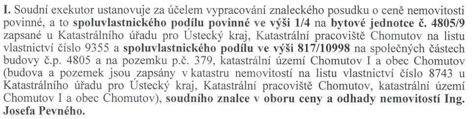 A. NÁLEZ 1. Znalecký úkol Na základě Usnesení Č.j. 55 EX 707/09-33 ze dne 2.12.