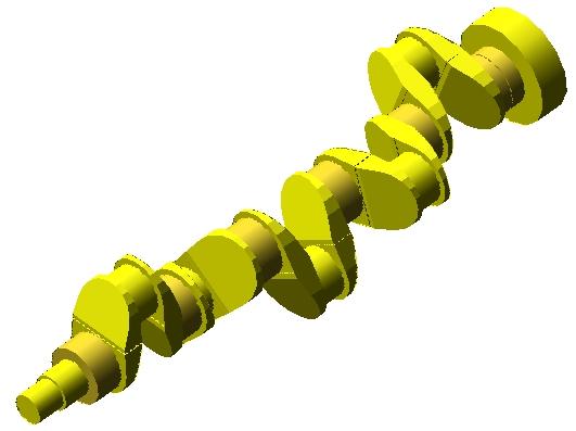 6.3 Klikové hřídele v ADAMS Engine ADAMS Engine obsahuje následující typy klikových hřídelů: Tuhý klikový hřídel (rigid crankshaft) zobrazen v prostředí ADAMS Engine bílou barvou.