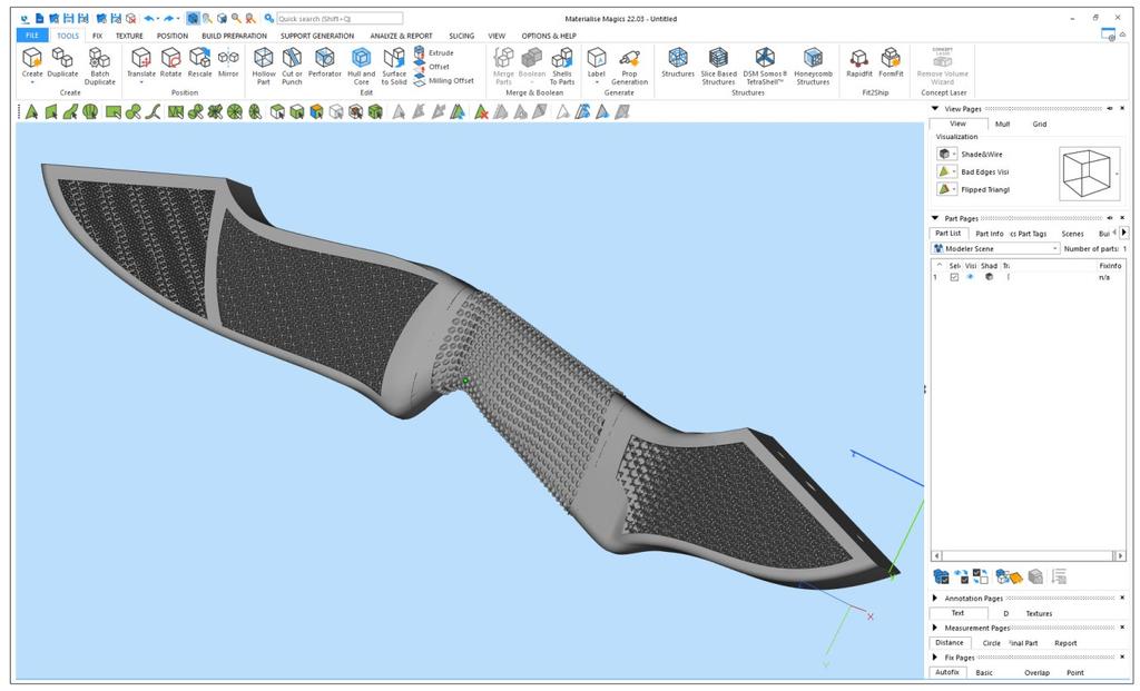 Dalším krokem bylo importování vzniklých formátů STL do počítačového softwaru Materialise Magics.