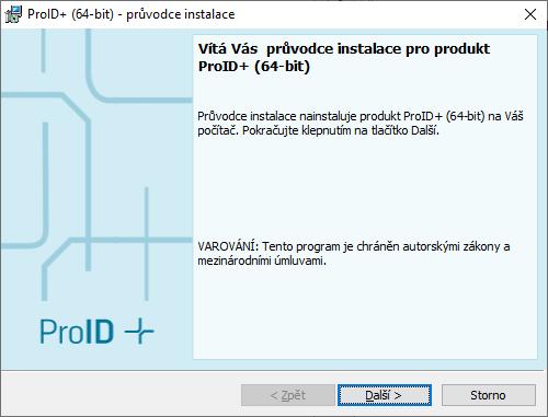 Obr. 1 Uvítací okno Pro pokračování procesu instalace je třeba stisknout