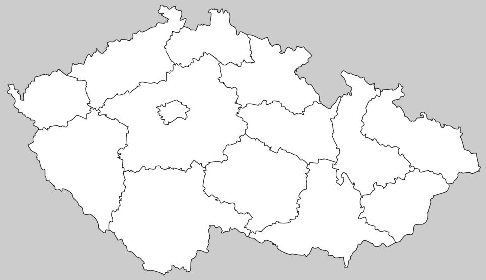 Úloha 9 Lokalizujte na mapě uvedené kraje Česka (zapište do mapy čísla uvedená u krajů).