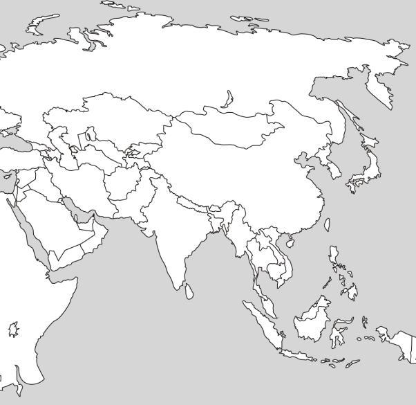 Na mapě je svět rozdělen dle jednoho z těchto způsobů. Lokalizujte na mapě makroregiony uvedené pod čísly: 2, 3, 4, 7, 9, 10 (napište jednotlivá čísla do barevně odlišených regionů na mapě).