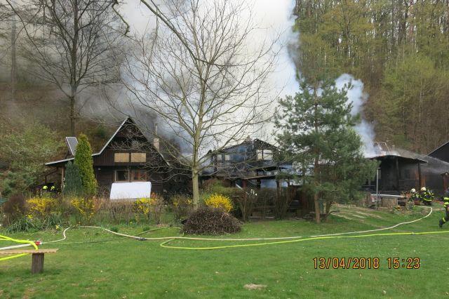 V případě tohoto požáru byl vyhlášen II. stupeň požárního poplachu. Na místě hasiči zjistili, že z původně jedné hořící chaty se požár rozšířil na další dvě nedaleko stojící.