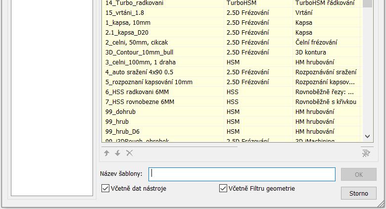 Drag & Drop Uložení filtru geometrie Nastavené filtry pro definici geometrie operací je možné uložit do šablon