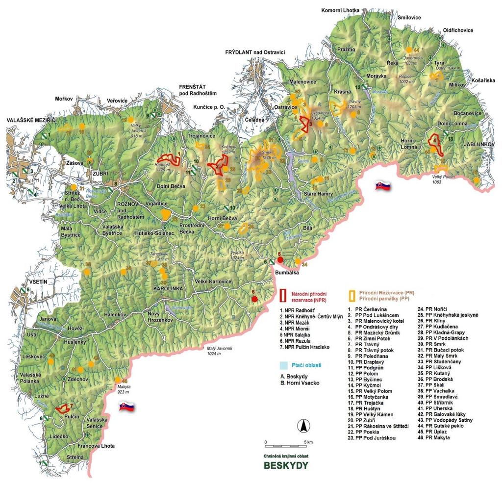 Zvláštní ochrana je v CHKO Beskydy realizována v 59 maloplošných zvláště chráněných územích (viz přílohy tabulky 1-3).
